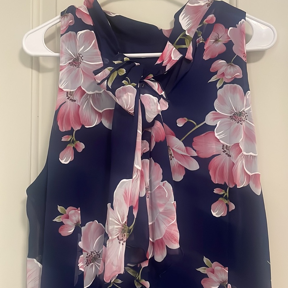 Robbie Bee Floral Navy Dress Size 16 - Picture 6 of 9
